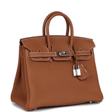 Pre-owned Hermes Birkin 25 Gold Togo Palladium Hardware