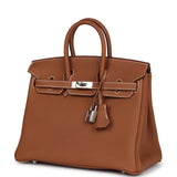 Pre-owned Hermes Birkin 25 Gold Togo Palladium Hardware