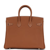 Pre-owned Hermes Birkin 25 Gold Togo Palladium Hardware