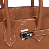 Pre-owned Hermes Birkin 25 Gold Togo Palladium Hardware