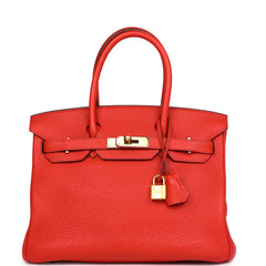 Pre-owned Hermes Birkin 30 Geranium Togo Gold Hardware