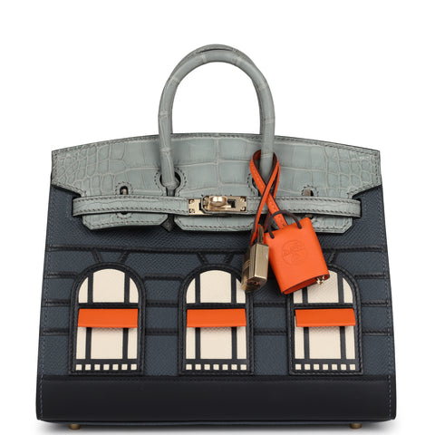 Hermes "Rainy Days" Sac Faubourg Birkin 20 Gris Misty Matte Alligator Permabrass Hardware