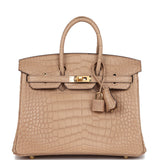 Hermes Birkin 25 Chai Matte Alligator Gold Hardware