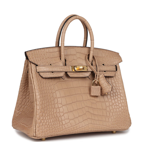 Hermes Birkin 25 Chai Matte Alligator Gold Hardware