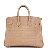 Hermes Birkin 25 Chai Matte Alligator Gold Hardware