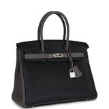 Hermes Special Order (HSS) Birkin 30 Etain and Black Clemence Palladium Hardware