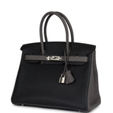 Hermes Special Order (HSS) Birkin 30 Etain and Black Clemence Palladium Hardware