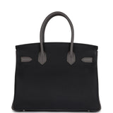 Hermes Special Order (HSS) Birkin 30 Etain and Black Clemence Palladium Hardware