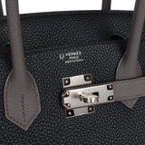 Hermes Special Order (HSS) Birkin 30 Etain and Black Clemence Palladium Hardware