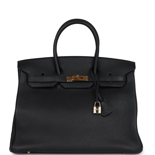 Pre-owned Hermes Birkin 35 Black Togo Gold Hardware