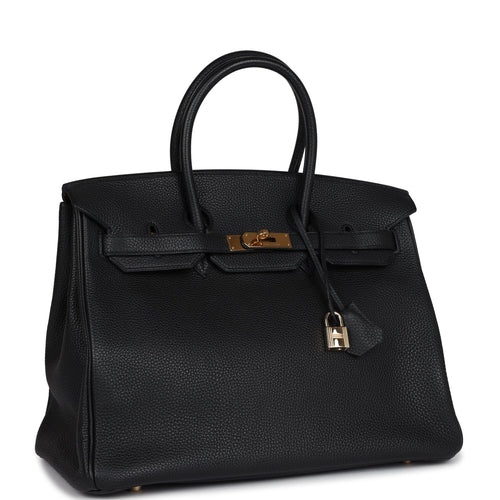 Pre-owned Hermes Birkin 35 Black Togo Gold Hardware