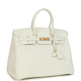 Pre-owned Hermes Birkin 35 White Clemence Gold Hardware