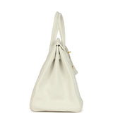 Pre-owned Hermes Birkin 35 White Clemence Gold Hardware