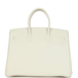 Pre-owned Hermes Birkin 35 White Clemence Gold Hardware