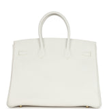 Pre-owned Hermes Birkin 35 White Clemence Gold Hardware