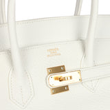 Pre-owned Hermes Birkin 35 White Clemence Gold Hardware