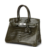 Pre-owned Hermes Birkin 30 Vert Veronese Shiny Porosus Crocodile Palladium Hardware