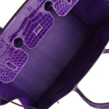 Hermes Birkin 35 Ultraviolet Shiny Porosus Crocodile Gold Hardware