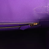 Hermes Birkin 35 Ultraviolet Shiny Porosus Crocodile Gold Hardware