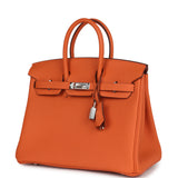 Hermes Birkin 25 Orange Togo Palladium Hardware