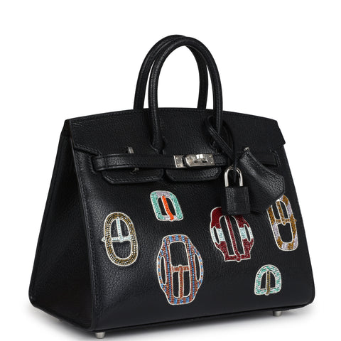 Hermes Birkin Sellier 20 “Bouclerie Moderne Casaque” Black Chevre Chamkila Palladium Hardware