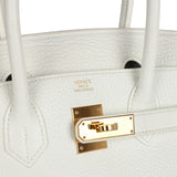 Pre-owned Hermes Birkin 30 White Clemence Gold Hardware