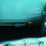 Hermes Birkin 25 Bleu Paon Matte Alligator Gold Hardware