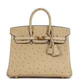 Hermes Birkin 25 Trench Ostrich Gold Hardware