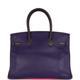 Pre-owned Hermes Special Order (HSS) Birkin 30 Tri-color Raisin, Ultraviolet and Rose Shocking Chevre Palladium Hardware