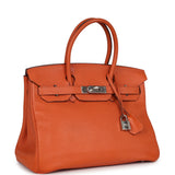 Pre-owned Hermes Birkin 30 Orange Togo Palladium Hardware