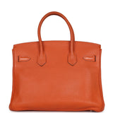 Pre-owned Hermes Birkin 30 Orange Togo Palladium Hardware