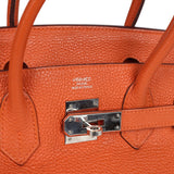 Pre-owned Hermes Birkin 30 Orange Togo Palladium Hardware