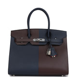 Hermes Casaque Birkin Sellier 30 Rouge Sellier and Bleu Indigo Epsom Palladium Hardware