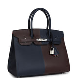 Hermes Casaque Birkin Sellier 30 Rouge Sellier and Bleu Indigo Epsom Palladium Hardware