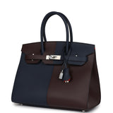 Hermes Casaque Birkin Sellier 30 Rouge Sellier and Bleu Indigo Epsom Palladium Hardware