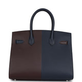 Hermes Casaque Birkin Sellier 30 Rouge Sellier and Bleu Indigo Epsom Palladium Hardware