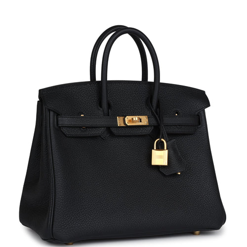 Hermes Birkin 25 Black Togo Brushed Gold Hardware