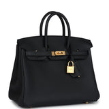 Hermes Birkin 25 Black Togo Brushed Gold Hardware