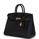 Hermes Birkin 25 Black Togo Brushed Gold Hardware