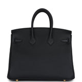 Hermes Birkin 25 Black Togo Brushed Gold Hardware