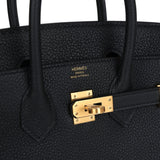 Hermes Birkin 25 Black Togo Brushed Gold Hardware