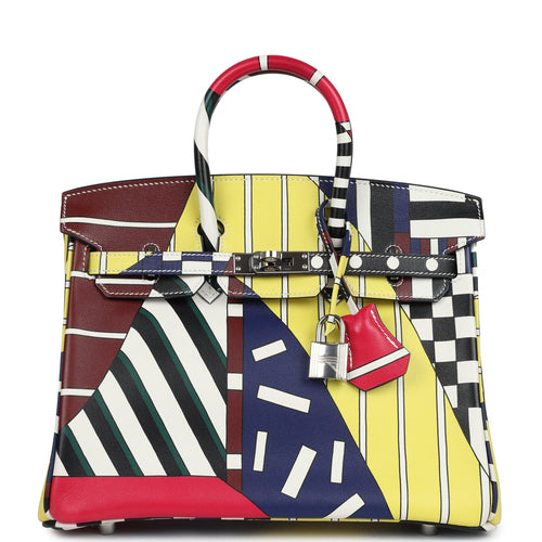 Hermes "One Two Three and Away We Go" Birkin 25 Multicolor Swift Palladium Hardware