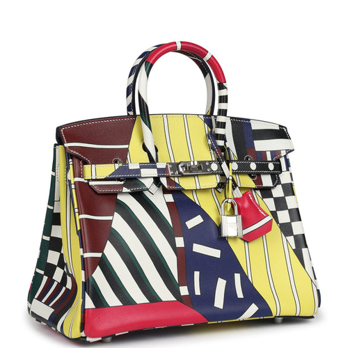 Hermes "One Two Three and Away We Go" Birkin 25 Multicolor Swift Palladium Hardware