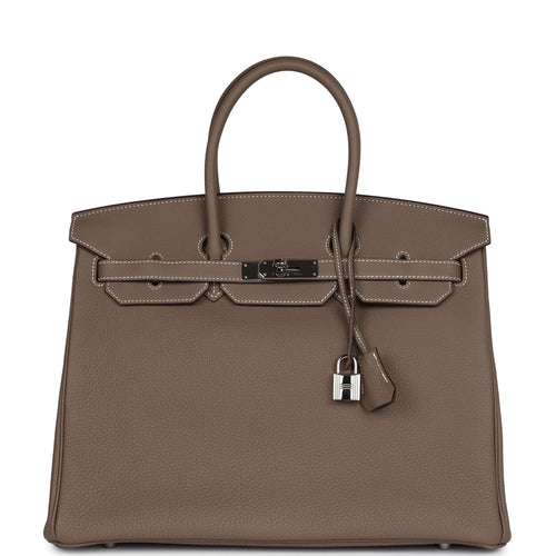 Pre-owned Hermes Birkin 35 Etoupe Togo Palladium Hardware