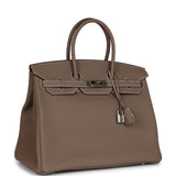 Pre-owned Hermes Birkin 35 Etoupe Togo Palladium Hardware