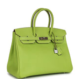 Pre-owned Hermes Birkin 35 Kiwi Candy Epsom Palladium Hardware