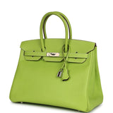 Pre-owned Hermes Birkin 35 Kiwi Candy Epsom Palladium Hardware