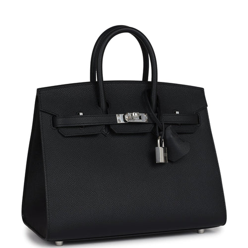 Hermes Birkin Sellier 25 Black Epsom Palladium Hardware