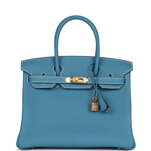 Hermes Birkin 30 Blue Jean Togo Gold Hardware