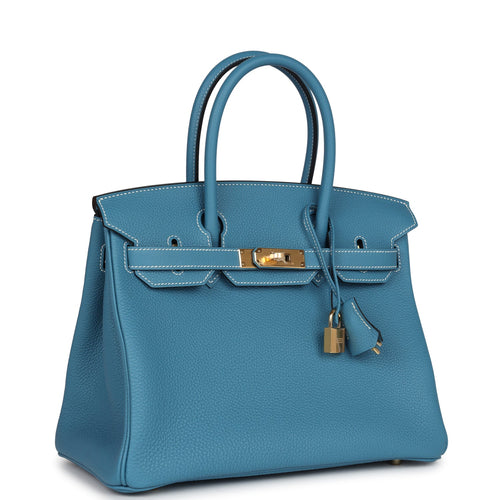Hermes Birkin 30 Blue Jean Togo Gold Hardware